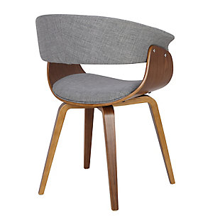 Blending sleek curves and striking lines, this designer dining chair is a head-turning take on retro-inspired style. Bentwood profile is a cut above. Cushioned cutout upholstered seat seamlessly blends form and feel-good comfort. Whether part of a dining arrangement or sitting solo as an accent or desk chair, it’s got so much flair.Made of wood with walnut-tone finish | Foam padded seat with polyester blend upholstery | Assembly required