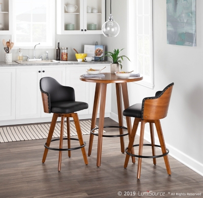 Posano Counter Stool, Walnut/Black, rollover