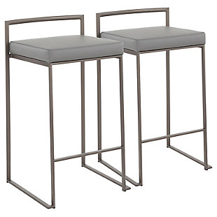 Fuji Industrial Stackable Counter Stool (Set of 2), Gray, large