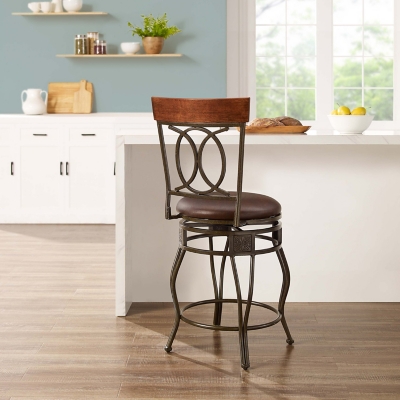 Fortunato O & X Back Counter Stool, Brown, large