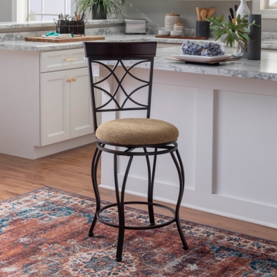 Lombardi Curves Counter Height Bar Stool, Brown