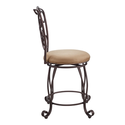 Linon Gathered Back Counter Stool, Brown, large