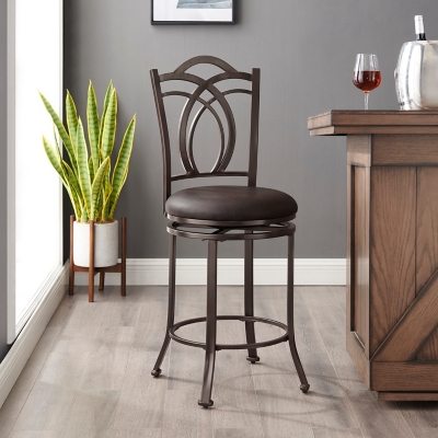 Linon Calif Counter Stool, Coffee Brown, rollover