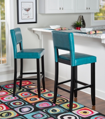 Linon Vega Bar Stool, Blue, large