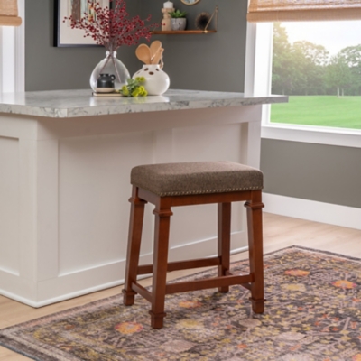 Linon Kennedy Backless Counter Stool, Walnut, rollover