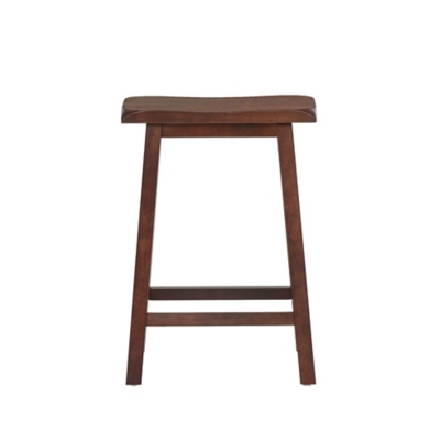 Linon Saddle Counter Stool, Dark Brown, large
