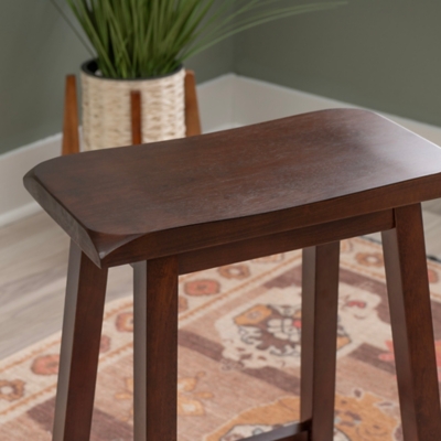 Linon Saddle Counter Stool, Dark Brown, large