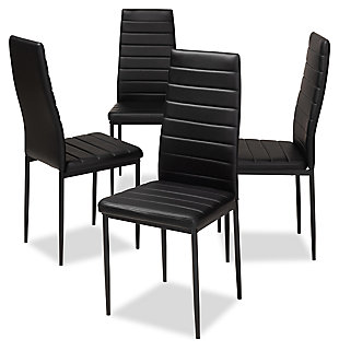 Faux Leather Upholstered Dining Chair (Set of 4), Black, large