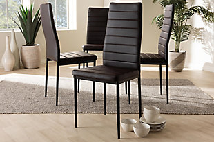 Faux Leather Upholstered Dining Chair (Set of 4), Espresso, rollover
