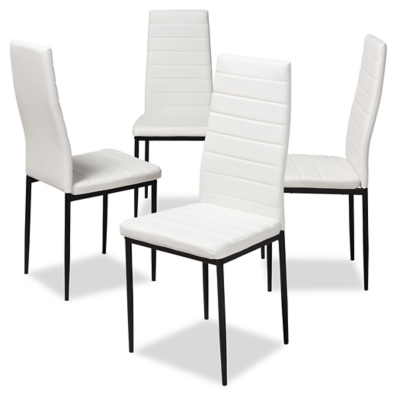 D600000367 Baxton Studio Dining Chairs (Set of 4) Leather, Wh sku D600000367