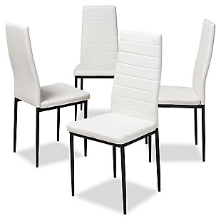 Faux Leather Upholstered Dining Chair (Set of 4), White, large