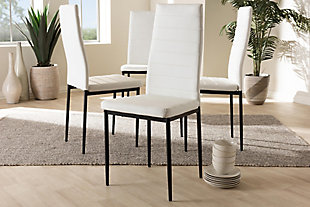 Faux Leather Upholstered Dining Chair (Set of 4), White, rollover