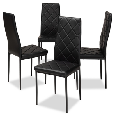 Baxton Studio Dining Chairs (Set of 4) Leather, Black