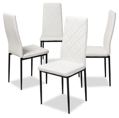 Faux Leather Upholstered Dining Chair (Set of 4), White, large