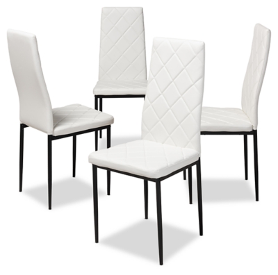 D600000370 Baxton Studio Dining Chairs (Set of 4) Leather, Wh sku D600000370