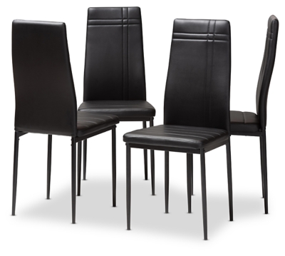 Baxton Studio Dining Chairs (Set of 4) Leather, Black