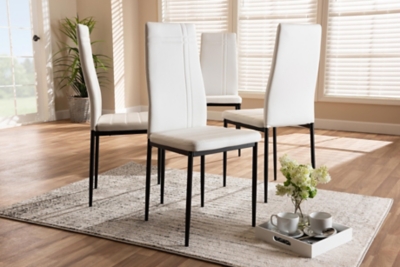 Faux Leather Upholstered Dining Chair (Set of 4), White, rollover