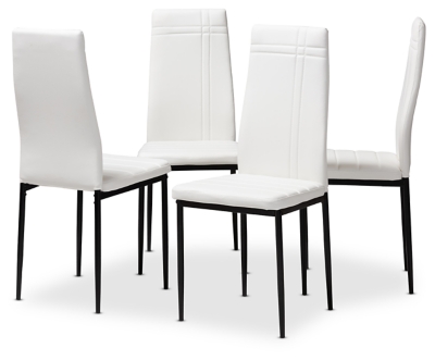 Faux Leather Upholstered Dining Chair (Set of 4), White, large