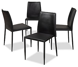 Faux Leather Upholstered Dining Chair (Set of 4), Black, large