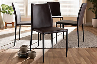 Faux Leather Upholstered Dining Chair (Set of 4), Espresso, rollover