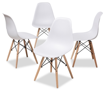 D600000376 Baxton Studio Dining Chairs (Set of 4), White sku D600000376