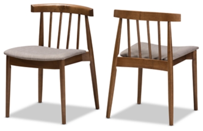 Baxton Studio Dining Chairs (Set of 2), Beige/Walnut