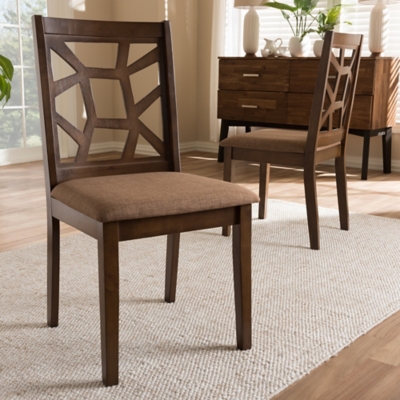 Baxton Studio Dining Chair Set, Walnut