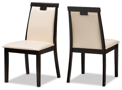 Baxton Studio Dining Chairs (Set of 2), Beige/Walnut