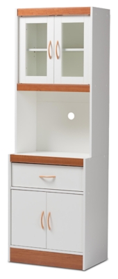 Baxton Studio Kitchen Cabinet with Hutch, White/Cherry