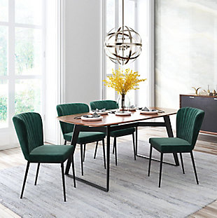 Toriano Velvet Dining Chair (set Of 2), Green, rollover