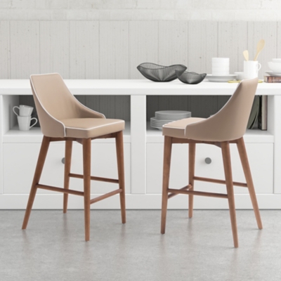 Santi Leatherette Counter Height Bar Stool, Beige, large