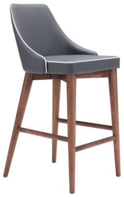 Santi Leatherette Counter Height Bar Stool, Gray, large