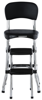 Cosco Retro Step Stool with Sliding Steps, Black, large