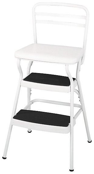 Cosco Retro Step Stool with Flip-Up Seat, Bright White, large