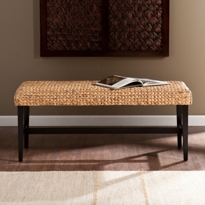 SEI Water Hyacinth Bench in Black and Natural, Natural/Black, large