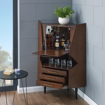 Wine bar corner online cabinet