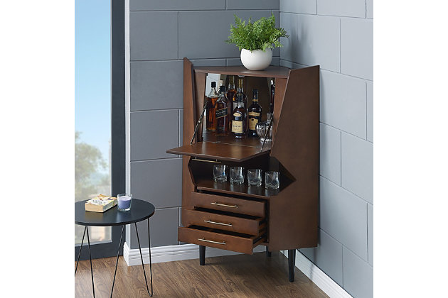Corner Bar Cabinet Ashley Furniture, Mid Century Modern Corner Bar Cabinet