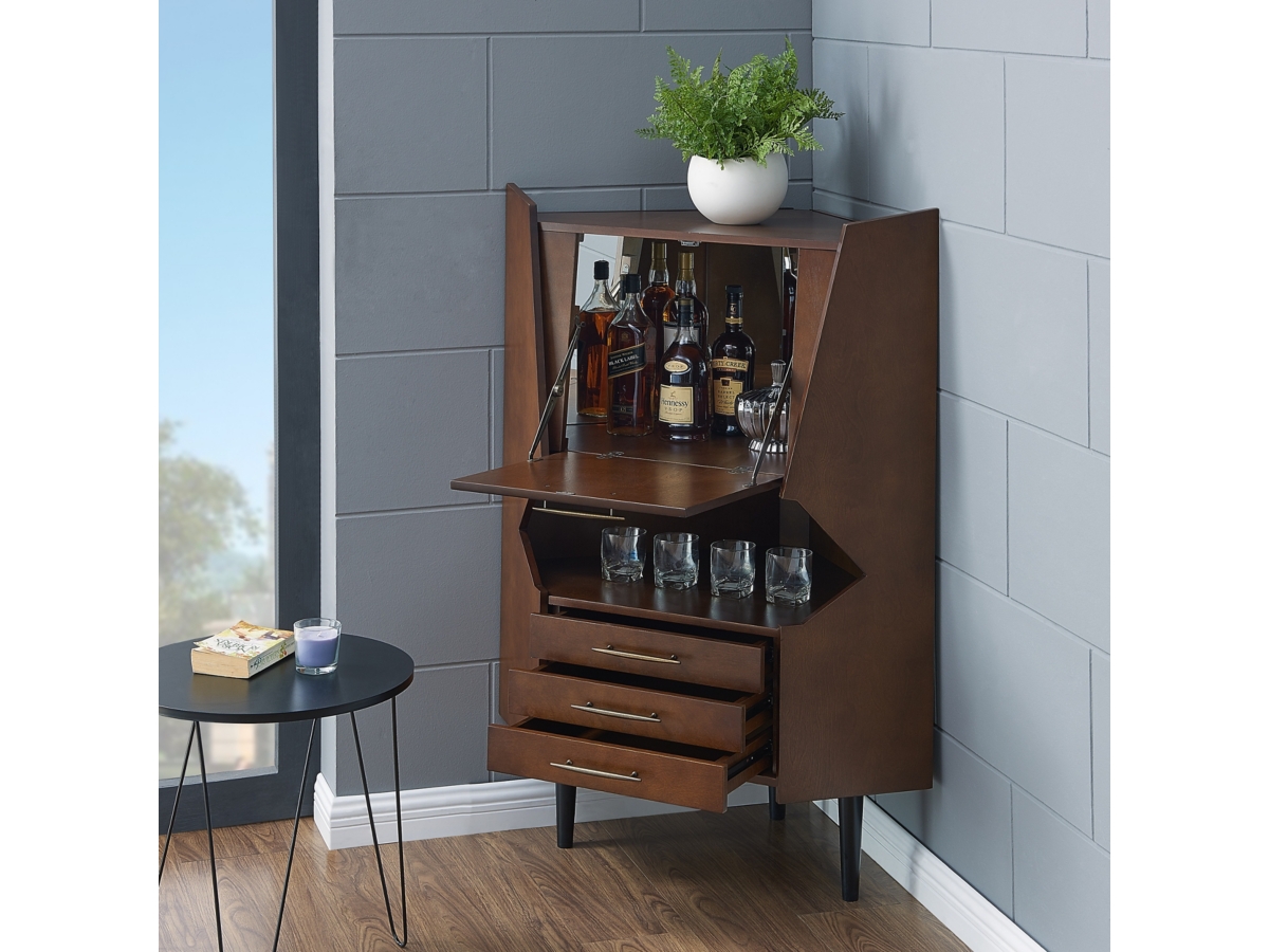 Mid century deals corner bar cabinet