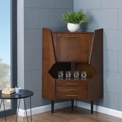 Southern Enterprises Furniture Corner Bar Cabinet