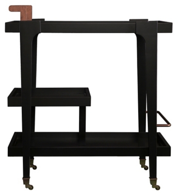 SEI Mid-Century Modern Bar Cart, Black, large