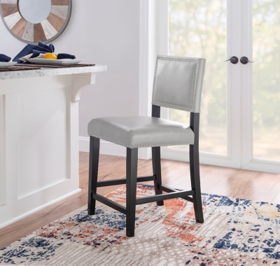 Linon Arden Counter Stool, Charcoal Gray/Black, rollover