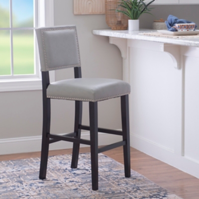 Linon Arden Bar Stool, Charcoal Gray/Black, rollover