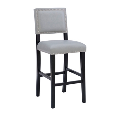Linon Arden Bar Stool, Charcoal Gray/Black, large