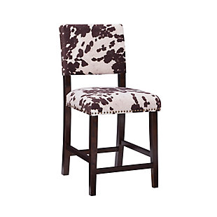 Linon Wes Cow Print Counter Stool, Brown/White, large
