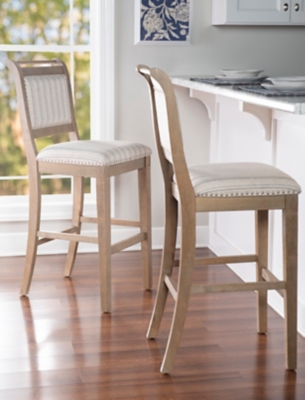 Linon Hedi Bar Stool, Gray Wash, rollover