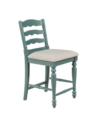 Linon Meritt Backless Counter Stool, Antique Blue, rollover