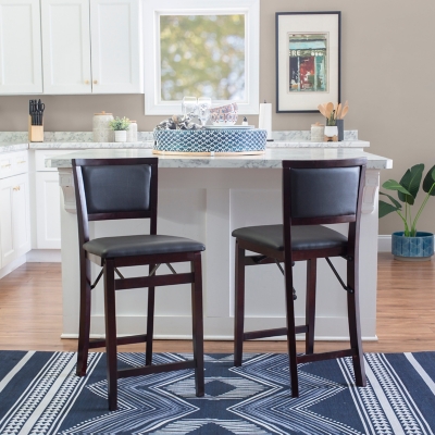 Folding counter deals stool with back