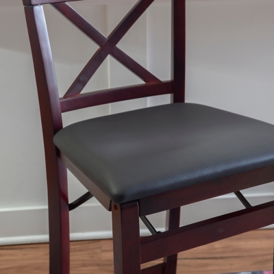 Linon Shae X Back Folding Counter Stool, Merlot, large