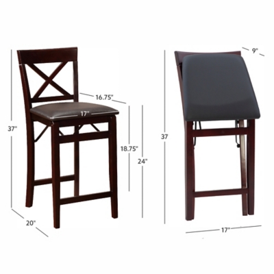 Linon Shae X Back Folding Counter Stool, Merlot, large