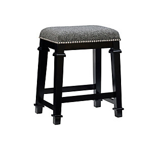Linon Kennedy Black and White Tweed Backless Counter Stool, Black, large